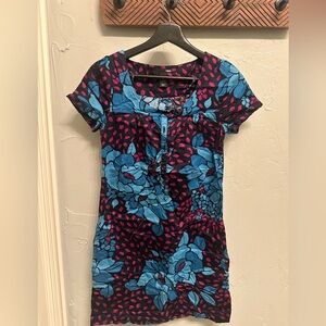 H&M cotton dress with Blue Floral and Pink Dot Accents